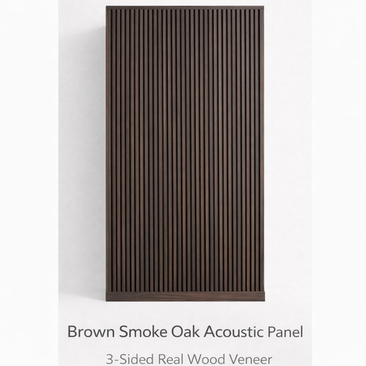 Premium 3-Sided Wood Veneer Acoustical Panels – Brown Oak Smoke
