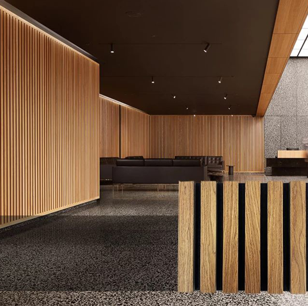 Walnut Acoustic Slat Wood Wall Panels - 100% Real Oak Finish