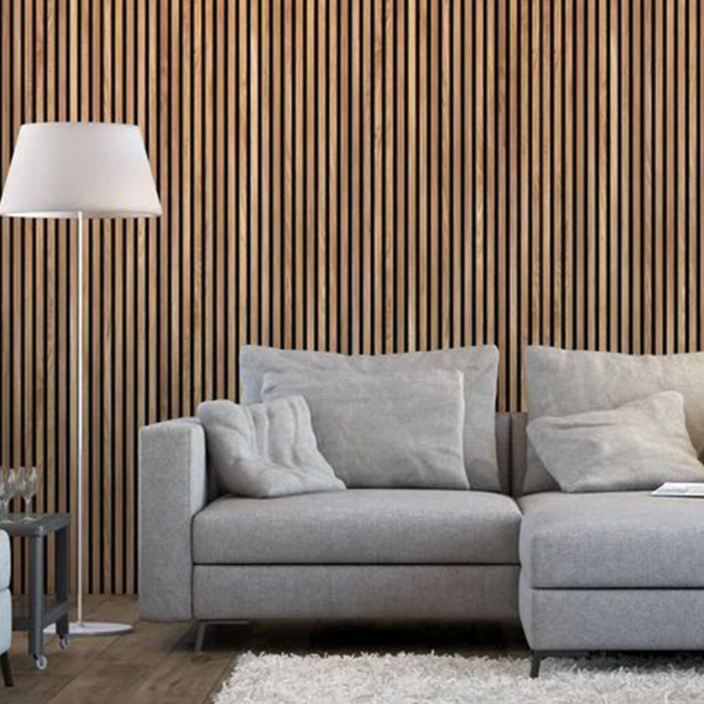 Natural Oak Acoustic Slat Wood Wall Panels - 100% Real Oak Finish