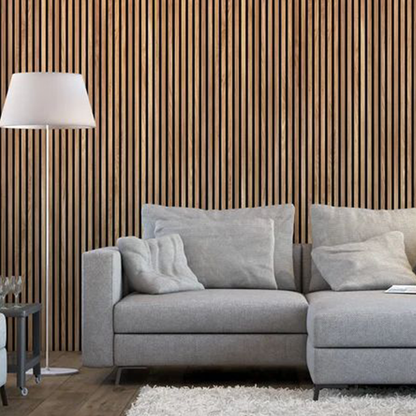 Natural Oak Acoustic Slat Wood Wall Panels - 100% Real Oak Finish