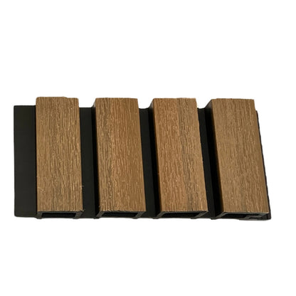 WPC Exterior Slatted Panel — 9.5 ft x 8.62 in – Light Walnut With Black