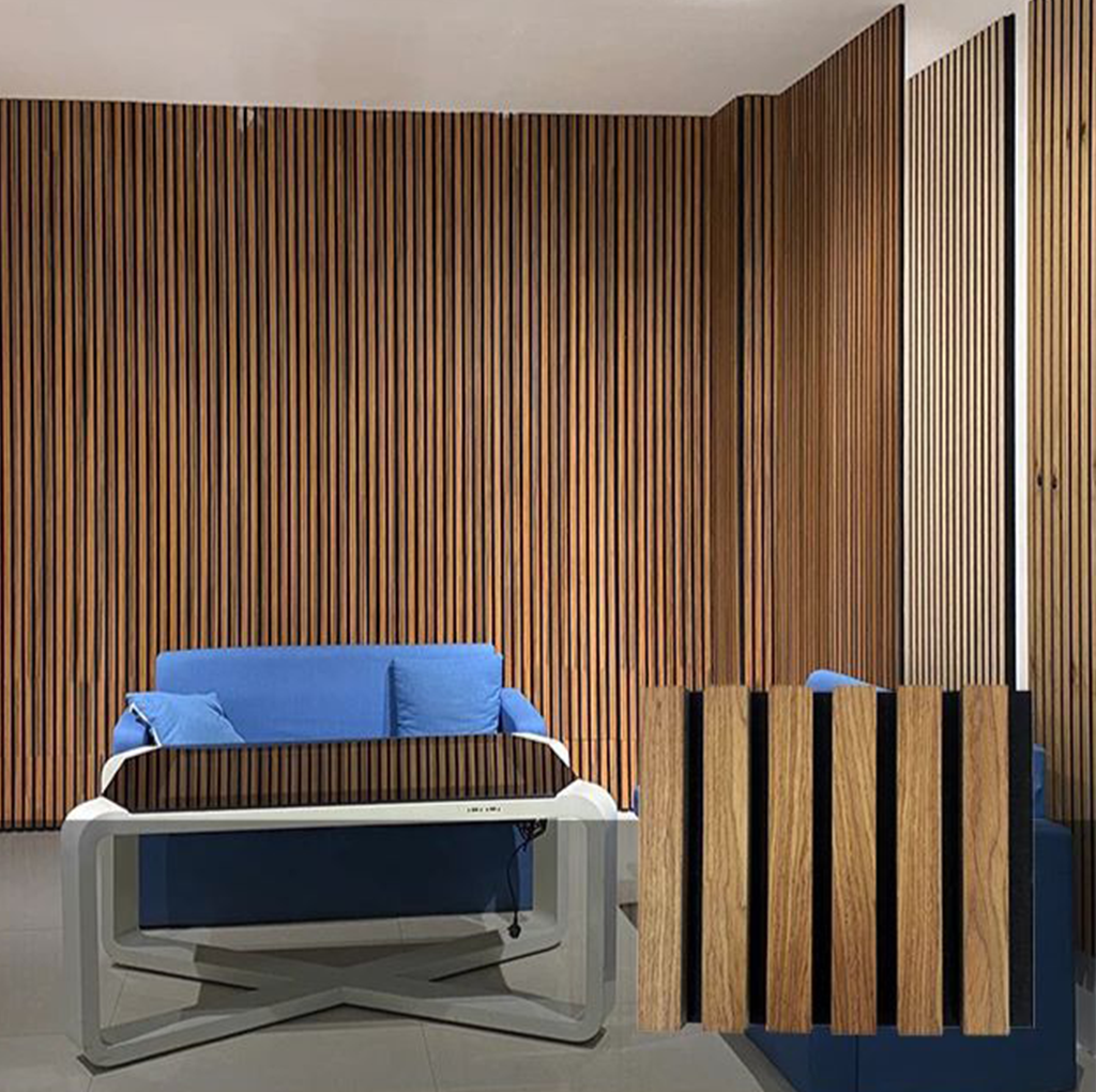 Walnut Acoustic Slat Wood Wall Panels - 100% Real Oak Finish
