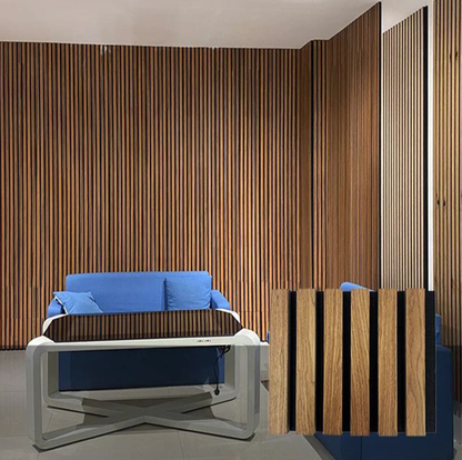 Walnut Acoustic Slat Wood Wall Panels - 100% Real Oak Finish