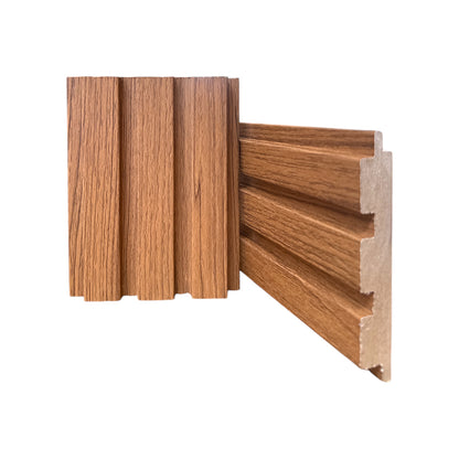 Walnut Fluted Wood Panels – MDF with PAS Coating ,  4-Pack – Modern Slat Design for Residential  & Commercial Use