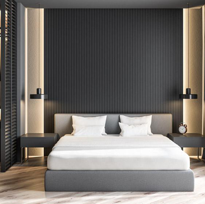 Black Acoustic Slat Wood Wall Panels - 100% Real Oak Finish