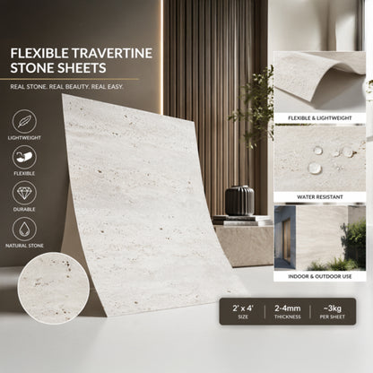 Flexible Stone Panel , Ultra-Thin Natural Stone Veneer – Black Travertine