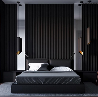 Black Acoustic Slat Wood Wall Panels - 100% Real Oak Finish