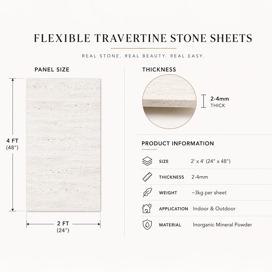 Flexible Stone Panel , Ultra-Thin Natural Stone Veneer – Black Travertine