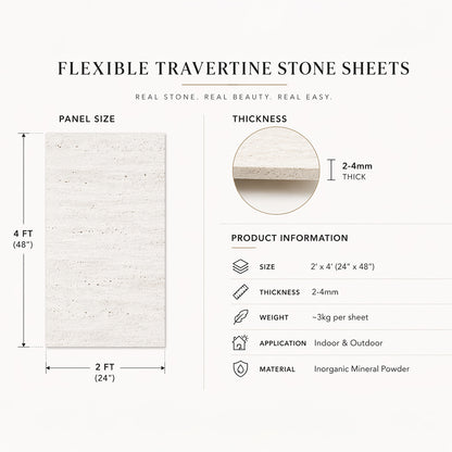 Flexible Stone Panel , Ultra-Thin Natural Stone Veneer – White Travertine