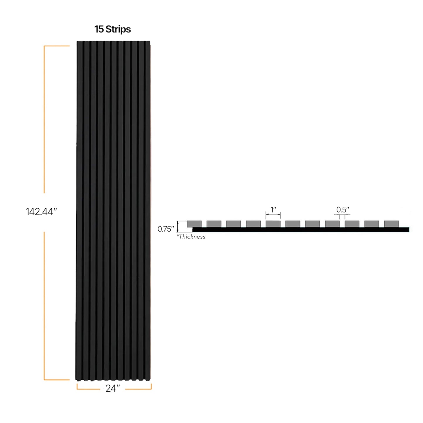 Premium 3-Sided Wood Veneer Acoustical Panels – Black