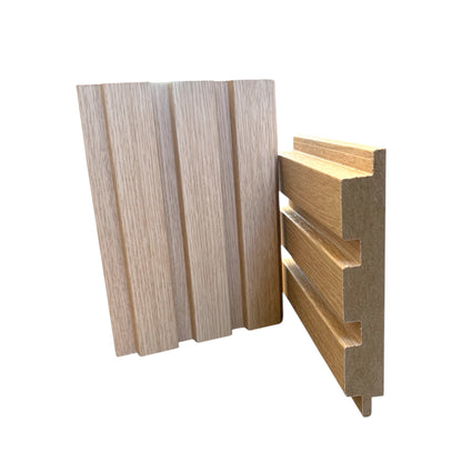 White Oak Fluted Wood Panels – MDF with PAS Coating ,  4-Pack – Modern Slat Design for Residential  & Commercial Use