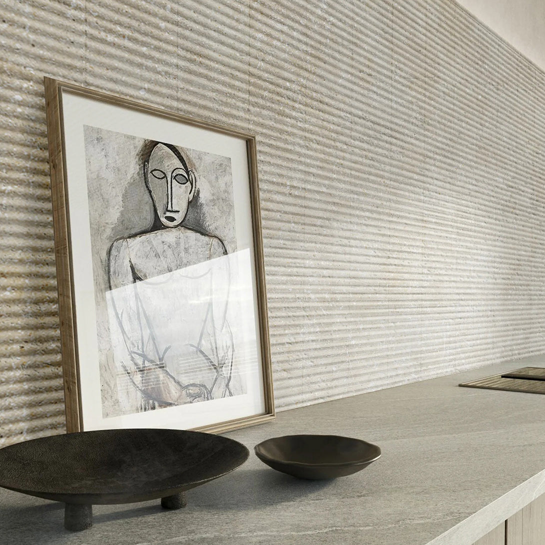 Milan Flexible Panel, Ultra-Thin Natural Stone Veneer – 10′ Convex Half Moon Ridge Style