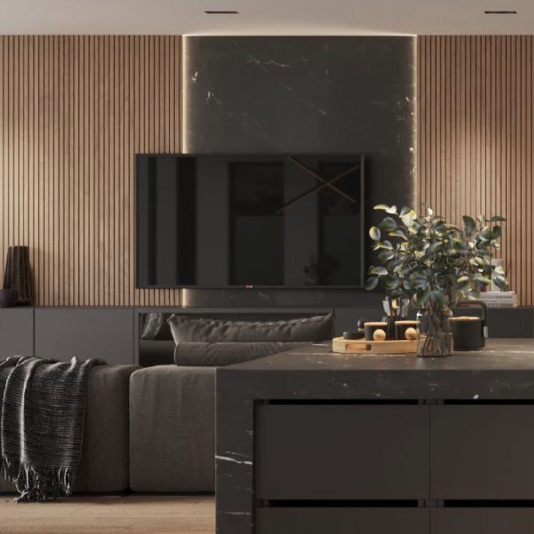 Natural Oak Acoustic Slat Wood Wall Panels - 100% Real Oak Finish