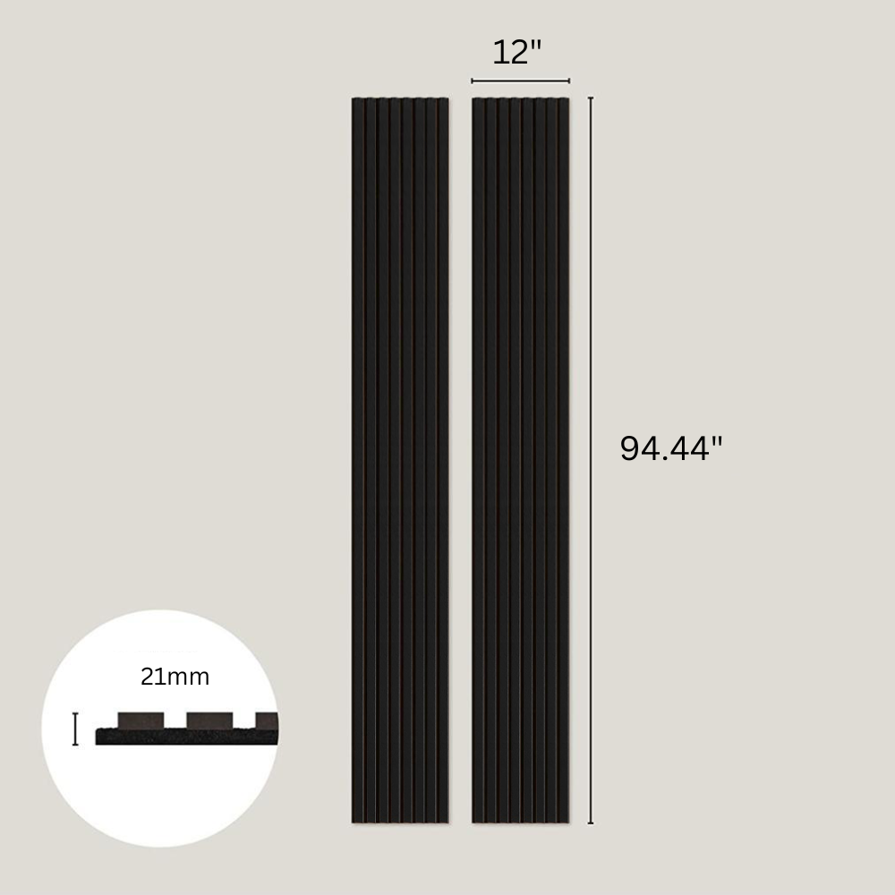 Black Acoustic Slat Wood Wall Panels - 100% Real Oak Finish
