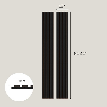 Black Acoustic Slat Wood Wall Panels - 100% Real Oak Finish