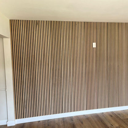 Natural Oak Acoustic Slat Wood Wall Panels - 100% Real Oak Finish