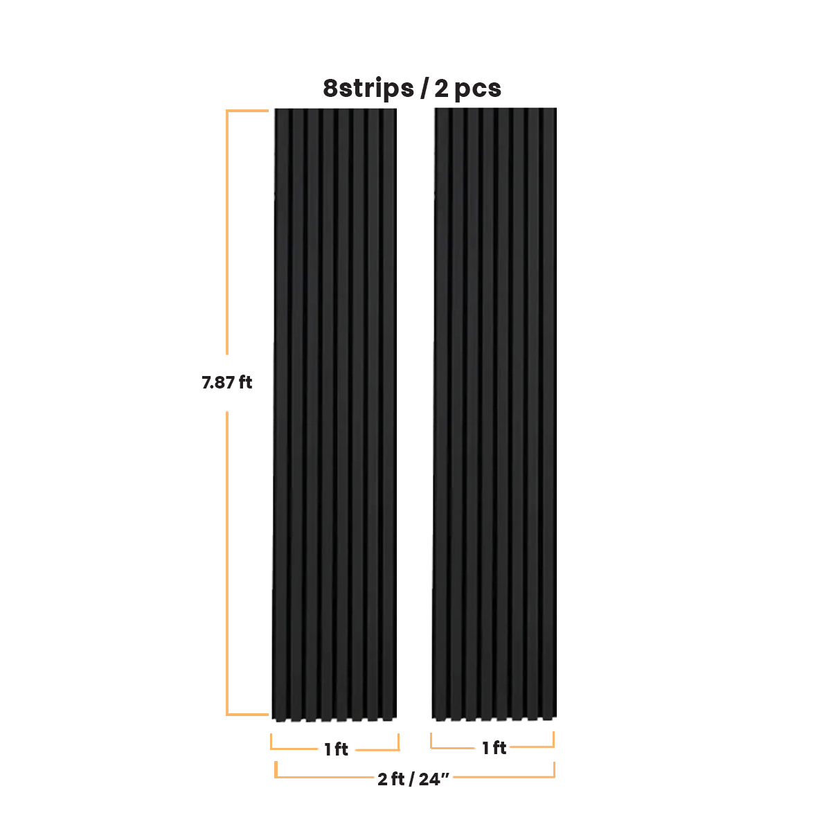 Black Acoustic Slat Wood Wall Panels - 100% Real Oak Finish