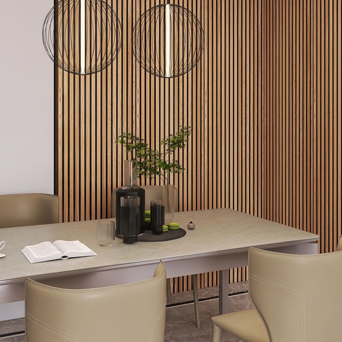 94″, 118″, 142″ Natural Oak Acoustic Slat Wood Wall Panels - 100% Real Oak Finish