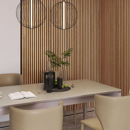 94″, 118″, 142″ Natural Oak Acoustic Slat Wood Wall Panels - 100% Real Oak Finish