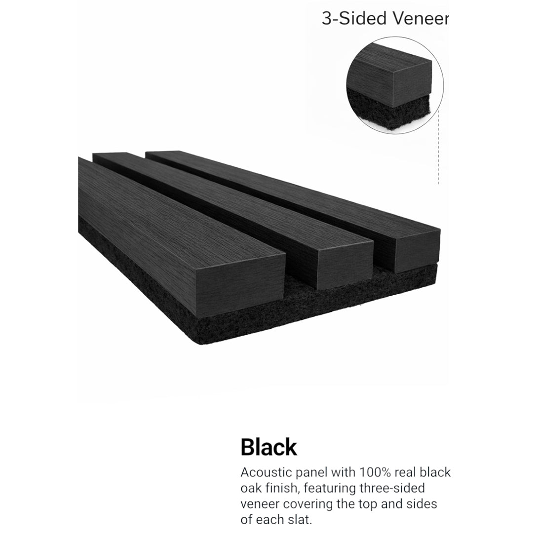 Premium 3-Sided Wood Veneer Acoustical Panels – Black