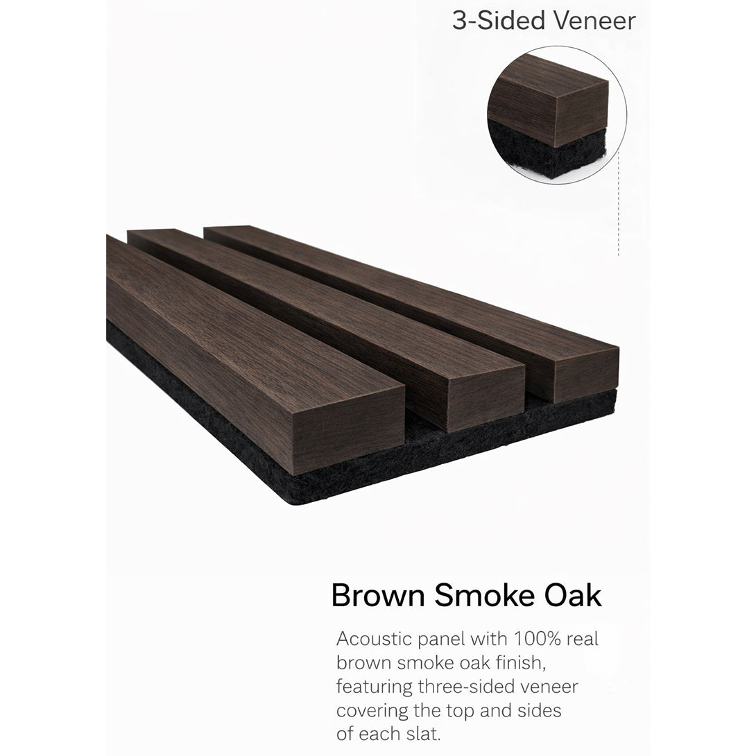 Premium 3-Sided Wood Veneer Acoustical Panels – Brown Oak Smoke
