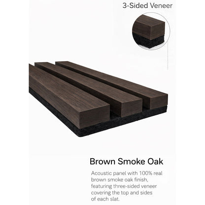 Premium 3-Sided Wood Veneer Acoustical Panels – Brown Oak Smoke
