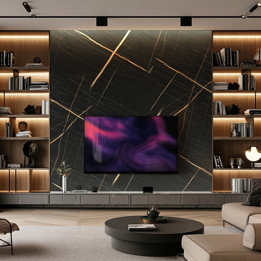 Marble Sheet - Nero Gold Black 8 ft (L) x 4 ft (W)