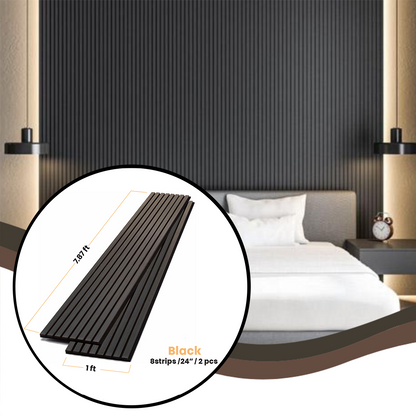 Black Acoustic Slat Wood Wall Panels - 100% Real Oak Finish