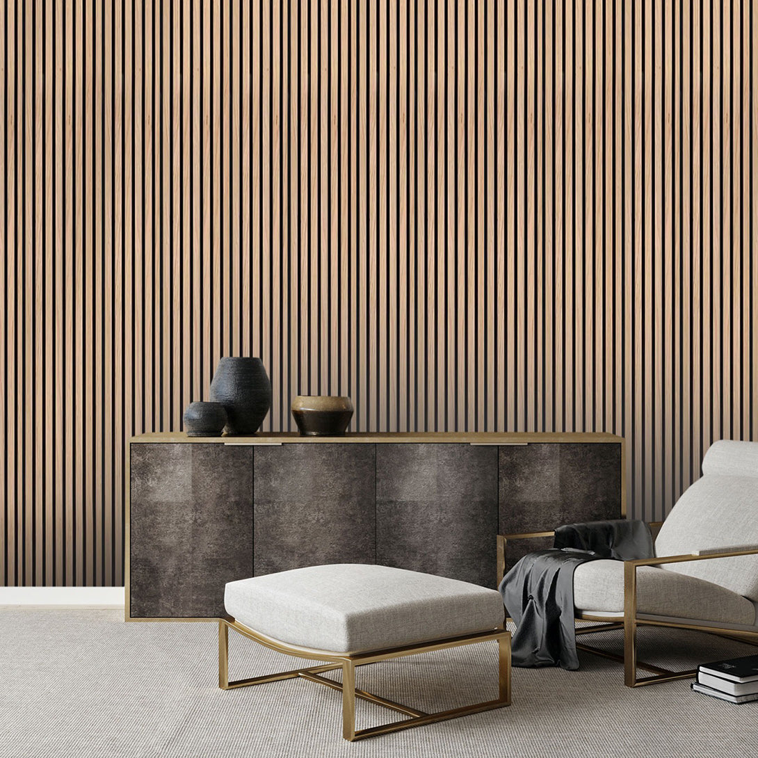 94″, 118″, 142″ Natural Oak Acoustic Slat Wood Wall Panels - 100% Real Oak Finish