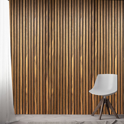 Light Smoke Wood Panel Wall – 100% Real Oak Finish