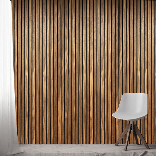 Light Smoke Wood Panel Wall – 100% Real Oak Finish