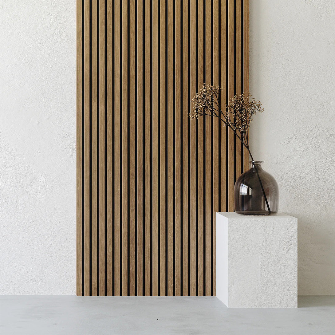 94″, 118″, 142″ Natural Oak Acoustic Slat Wood Wall Panels - 100% Real Oak Finish