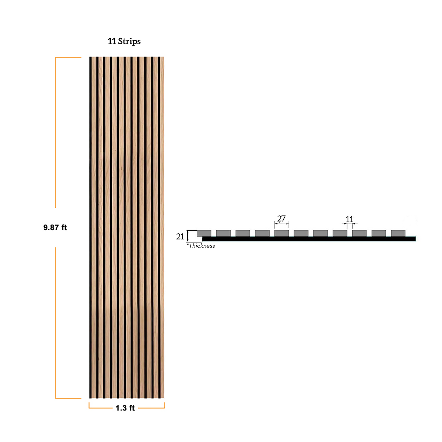 Natural Oak Acoustic Slat Wood Wall Panels - 100% Real Oak Finish