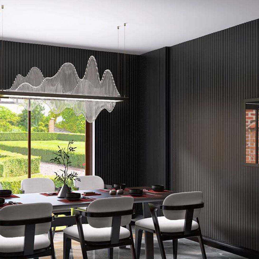 Black Acoustic Slat Wood Wall Panels - 100% Real Oak Finish