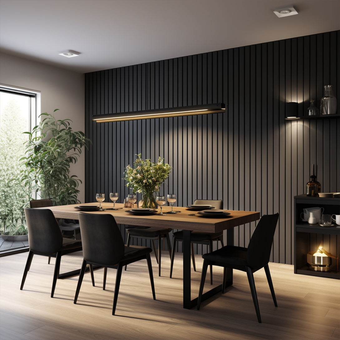 Black Acoustic Slat Wood Wall Panels - 100% Real Oak Finish