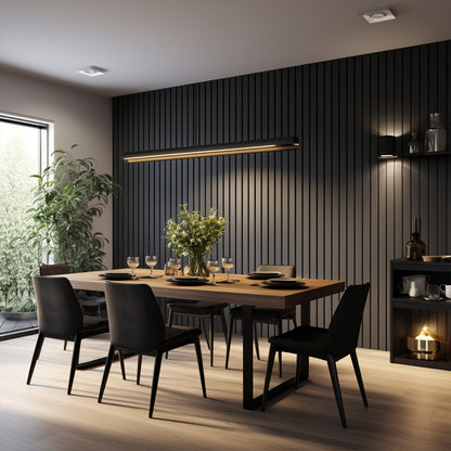 Black Acoustic Slat Wood Wall Panels - 100% Real Oak Finish