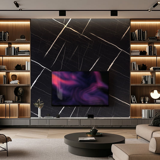 Marble Sheet – Nero Black Marble 8 ft (L) x 4 ft (W)