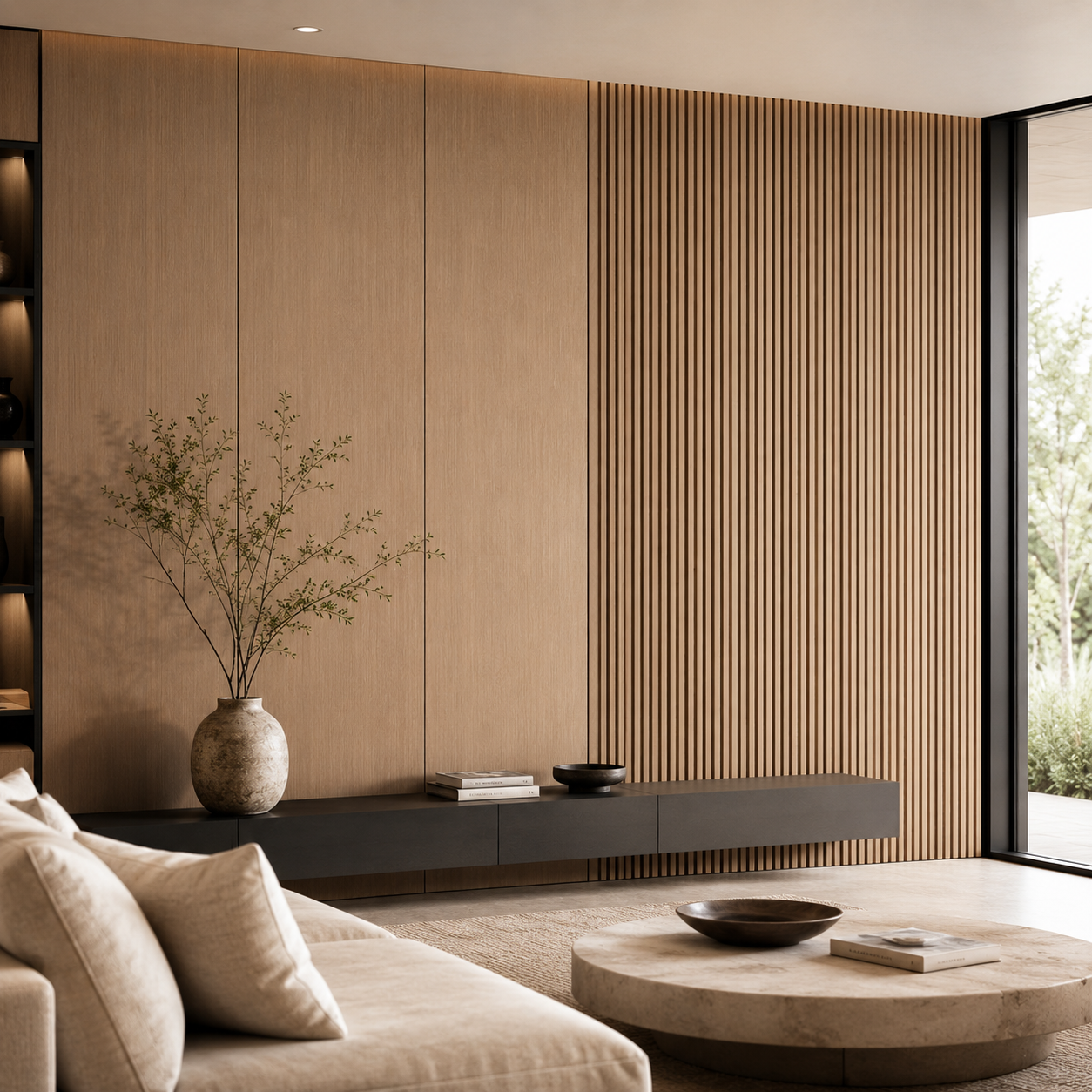 Warm Natural Oak Carbon Slated Panel 9.5′ x 6″