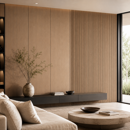 Warm Natural Oak Carbon Slated Panel 9.5′ x 6″