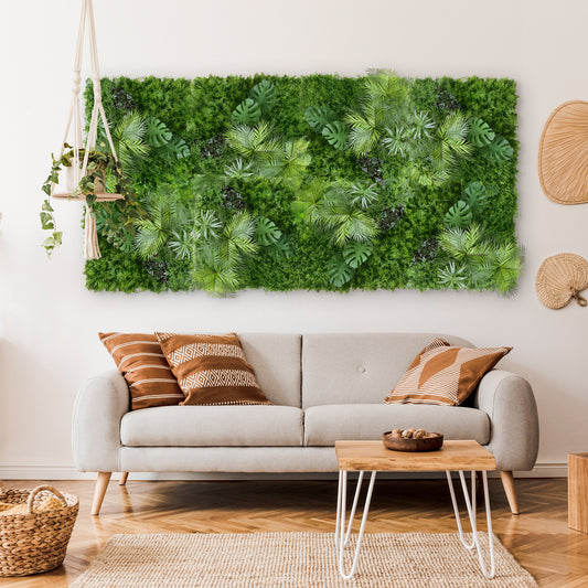 Green Wall Plastic Grass Panel – Lush Artificial Garden For Indoor & Outdoor Décor - Tropical Oasis