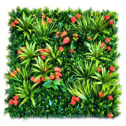 Green Wall Plastic Grass Panel – Lush Artificial Garden For Indoor & Outdoor Décor - Tropical Floral