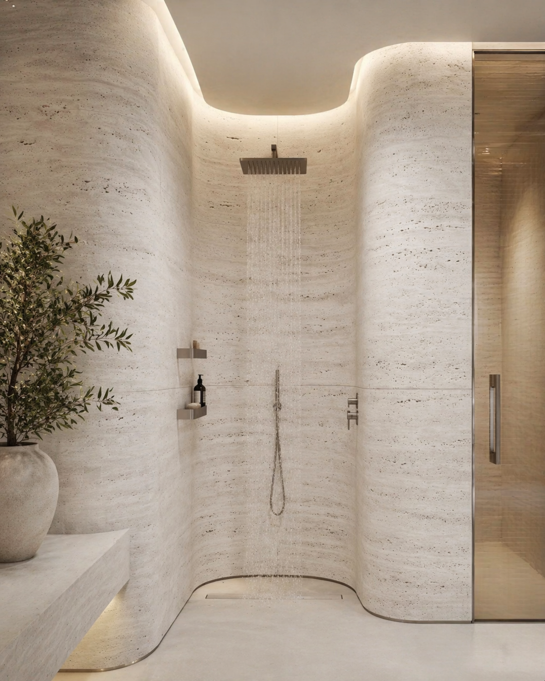 Travertine Stone Panel , Ultra-Thin Natural Stone Veneer – Cream Travertine 8'/4' (95"/48")