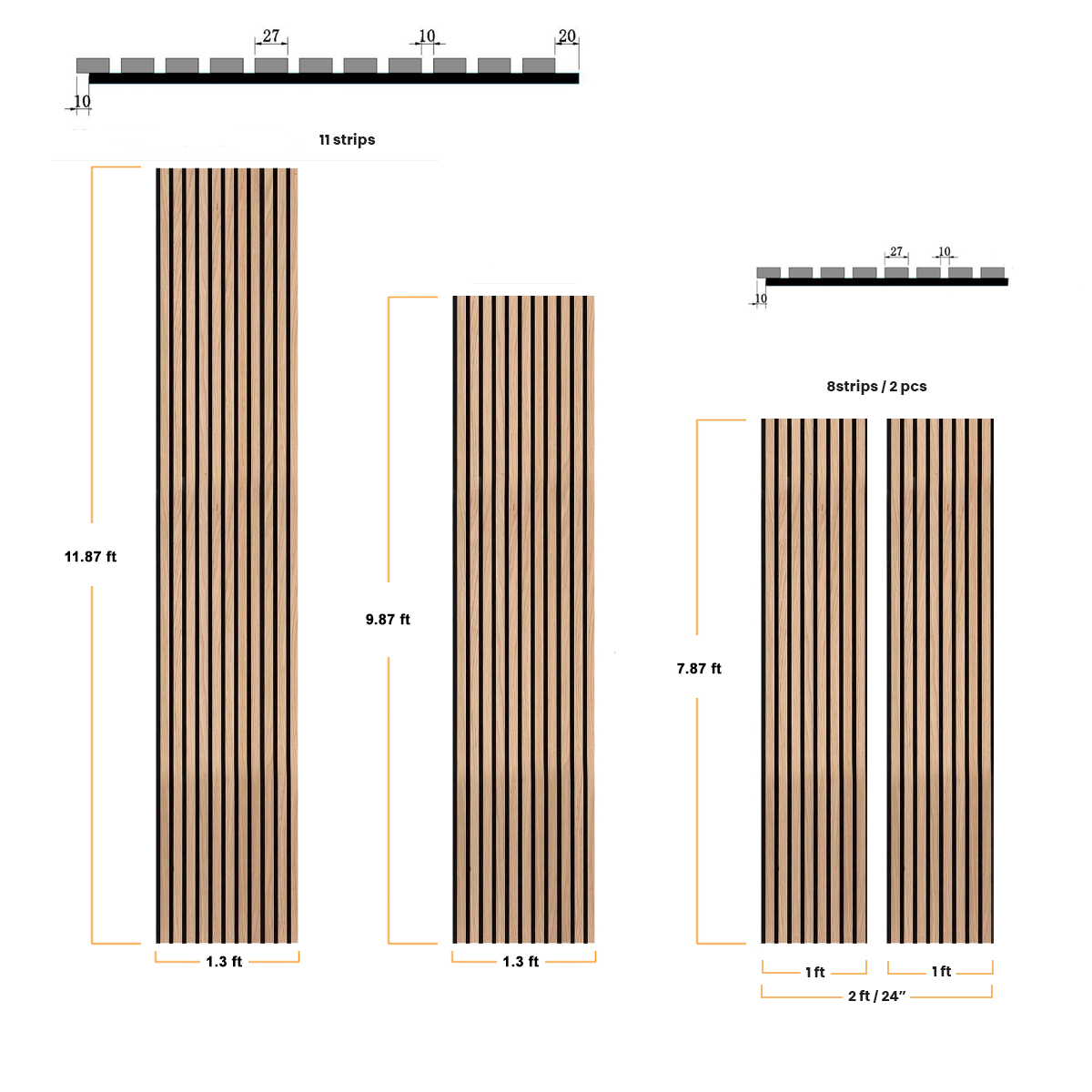 Natural Oak Acoustic Slat Wood Wall Panels - 100% Real Oak Finish