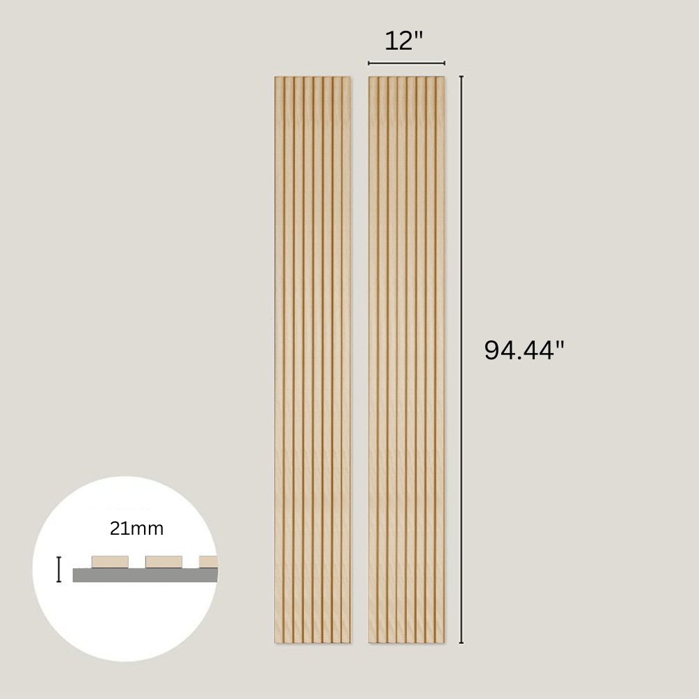 Oak Grey Felt | Acoustic Slat Wood Panel Wall | 8ft 2 Pack – 100% Real Oak Finish