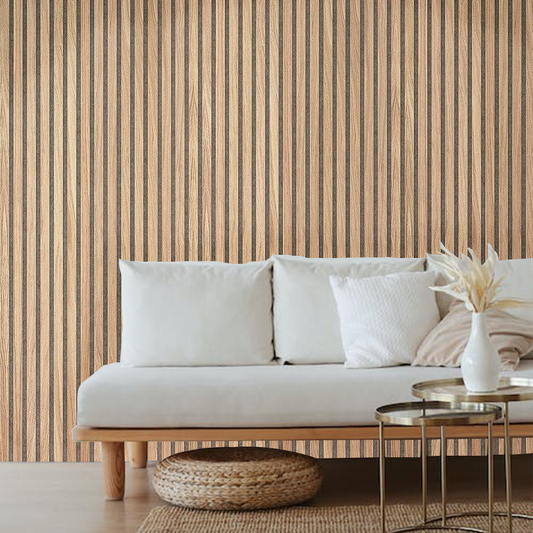 Oak Grey Felt | Acoustic Slat Wood Panel Wall | 8ft 2 Pack – 100% Real Oak Finish