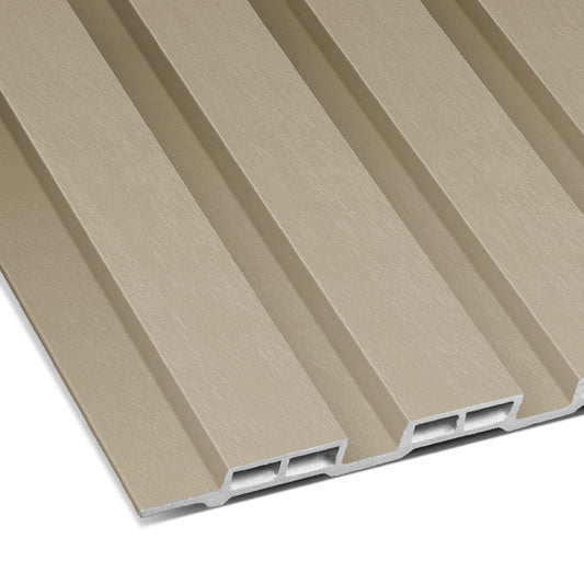 Ivory Lime-washed Textured Carbon Slatted Panel 9.5′ x 6″