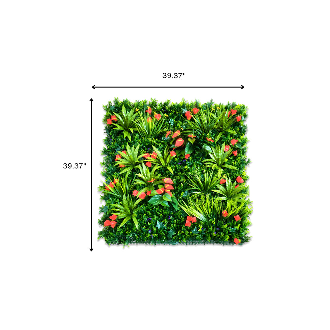 Green Wall Plastic Grass Panel – Lush Artificial Garden For Indoor & Outdoor Décor - Tropical Floral