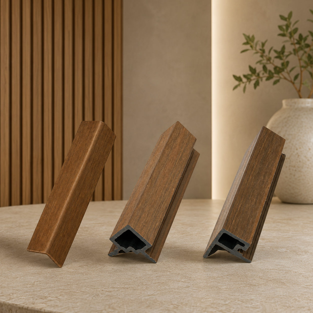 WPC Light Walnut Edges – 9.5 ft Composite Exterior Finishing Trims