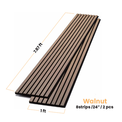 Walnut Acoustic Slat Wood Wall Panels - 100% Real Oak Finish