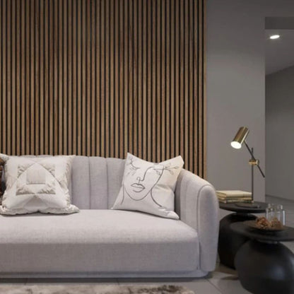 Natural Oak Acoustic Slat Wood Wall Panels - 100% Real Oak Finish